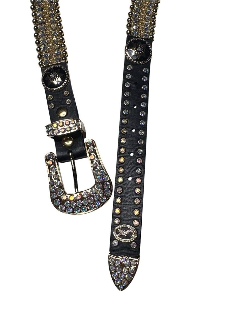 Christine Alexander XL Genuine Leather Rhinestone Crystal Western Bling Belt